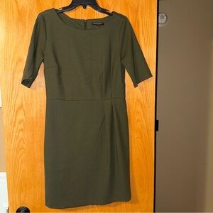 Banana Republic Green Sheath Dress with Cuffed 3/4 Sleeves